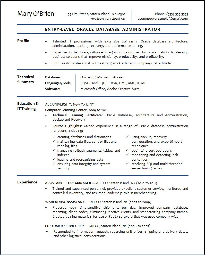 Oracle technical director resume